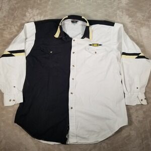 VTG Cumberland Outfitters Western White Black Button Down Shirt Sz XXL STAINS